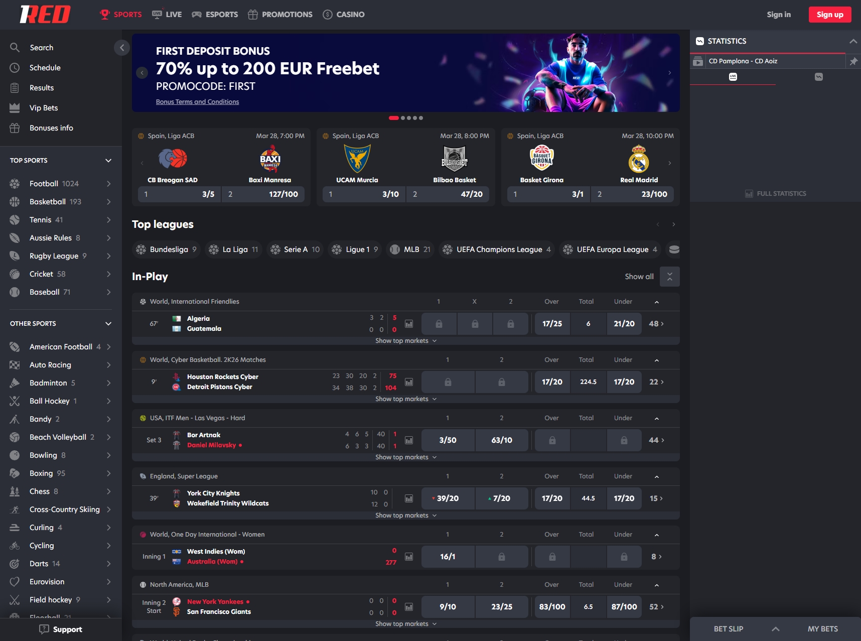 betting at 1Red casino